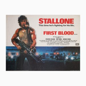 Póster de la película First Blood Quad Film, Reino Unido, 1982