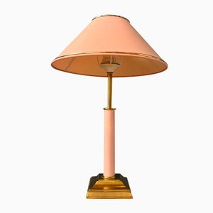 Hollywood Regency Pink and Gold Table Lamp, 1970s