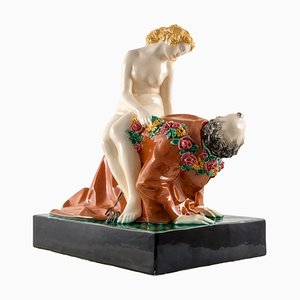 Aristote et Phyllis par Michael Powolny pour Wiener Keramik, 1910s
