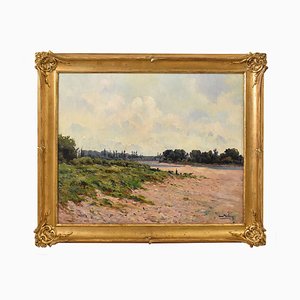 Joseph Louis Lucien Belin, Paesaggio con fiume, 1930, Olio su tela, Incorniciato