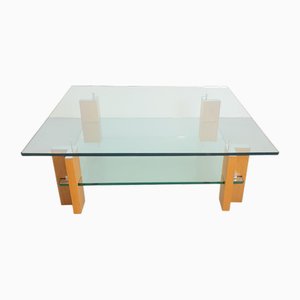 Coffee Table Pioneer T57D Aluminum, Oak and Clear Glass by Peter Ghyczy