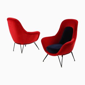 Set of Armchairs in Metal & Brass by Lenz, Italy, 1950s