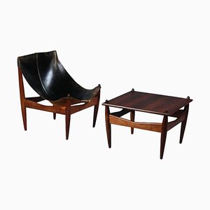 Fauteuil et Repose-pieds 272 par Illum Wikkelsø pour CF Christiansen, Suède, 1960s, Set de 2