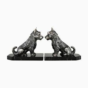 Art Deco Terrier Dog Bookends by Hippolyte Moreau, 1930s, Set of 2