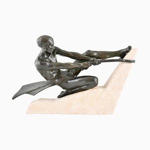 Max Le Verrier, Athlet mit Seil, 1930, Metallskulptur
