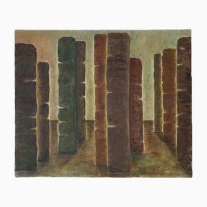 J. Eklund, Columns, 1952, Oil on Canvas