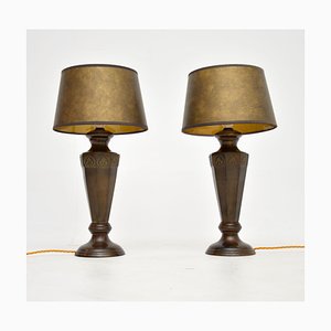 Lampade da tavolo vintage in stile neoclassico in bronzo, anni '50, set di 2