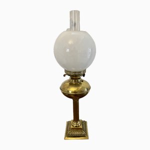 Victorian Reeded Column Brass Oil Lamp, 1880s
