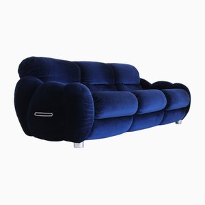 Blaues italienisches Vintage Samtsofa, 1970er