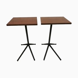 Mid-Century Industrial Table with Iron Legs and Embedo Lid, Set of 2