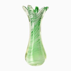 Jarrón vintage de cristal de Murano verde de Fratelli Toso, años 60