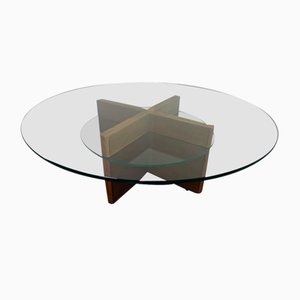 Table Basse en Palissandre et Verre, Italie, 1960s