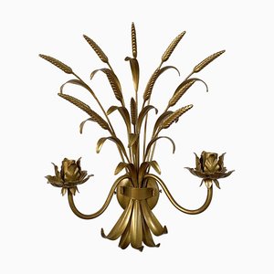 Lámpara de pared florentina de hierro forjado dorado de Simoeng
