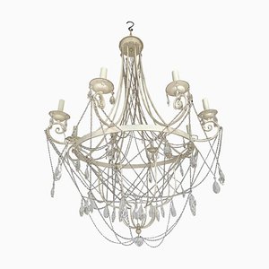 Ivory Florentine Iron and Crystals Chandelier by Simoeng