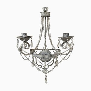 Florentine Wrought Iron Wall Lamp with Crystals by Simoeng