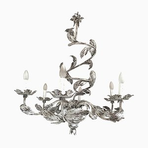 Brunish-Clay Florentine Wrought Iron Leafs Chandelier by Simoeng