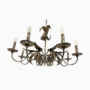 Brunish-Silver Florentine Wrought Iron Chandelier by Simoeng