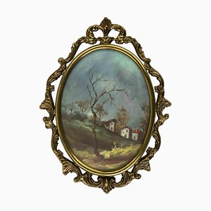Desconocido, paisaje, óleo sobre tabla, finales del siglo XIX, enmarcado