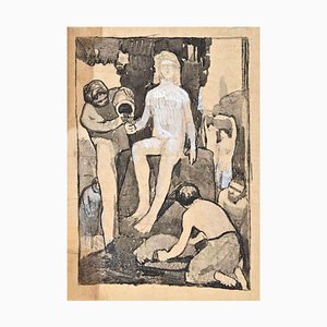 Gustave Bourgogne, Scena di campagna, Tecnica mista su carta, anni '40
