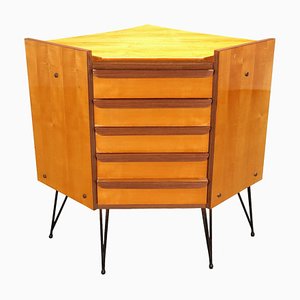 Mueble esquinero vintage de chapa de fresno, Italia, años 60