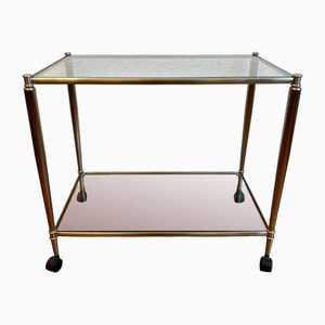 Silver Tea Serving Trolley with Glass Plates