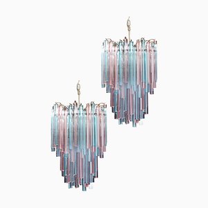 Murano Chandeliers with Multicolored Glasses, 1980, Set of 2