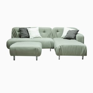 Modulares grünes Vintage Sofa, 3er Set