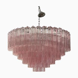 Lampadario Tronchi rosa in vetro di Murano in stile Venini di Simoeng