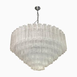 Transparent Tronchi Murano Glass Chandelier in Venini Style by Simoeng