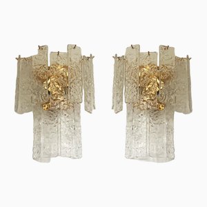 Hammered Strips Listelli Murano Glass Wall Sconces by Simoeng, Set of 2