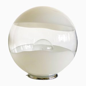 Szenografische weiße Murano Glas Tischlampe von Simoeng