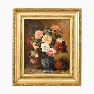 Louis Émile Minet, Vase of Roses, 1880, Öl auf Leinwand, Gerahmt