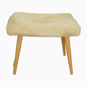 Mid-Century Hocker aus Holz & Stoff, 1950er