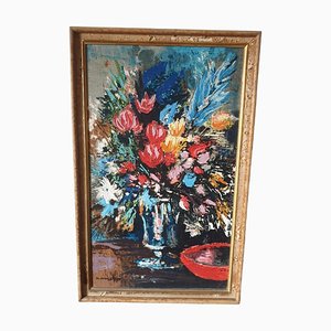 Spanish School Artist, Auspicious Flowers, 1950s, Oil & Acrylic on Canvas