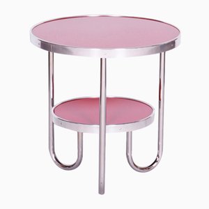 Petite Table d'Appoint Bauhaus en Épinette et Chrome de Kovona, République Tchèque, 1930s