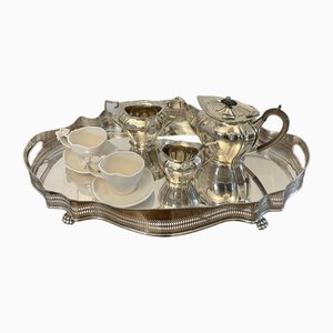 Antique Edwardian Silver Plated Tea Set, 1900, Set of 8