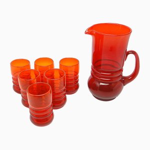 Postmodern Juice Set from Barbara Glassworks, Poland, 1970s, Set of 7