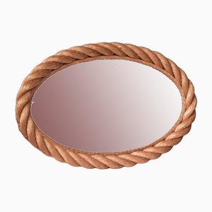 Mid-Century French Oval Rope Mirror by Audoux-Minet, 1960s