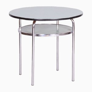 Petite Table d'Appoint Ronde Bauhaus en Chrome, République Tchèque, 1930s