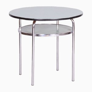 Small Czech Bauhaus Round Side Table in Chrome, 1930s