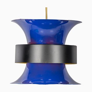Blue & Yellow Hanging Light by Bent Nordsted for Lyskær Belysning, 1970s