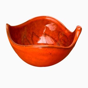 Mid-Century Italian Ceramic Bowl with Leaf Design, 1960s