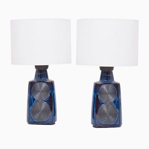 Lámparas de mesa modelo 3461 Mid-Century en azul de Einar Johansen para Soholm, años 60. Juego de 2