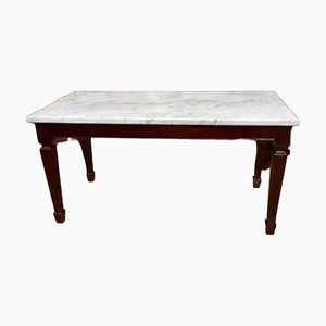 Mid-Century Classic Rectangular Coffee Table with Carrara Marble Top