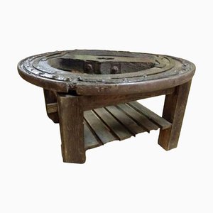 Table Basse Antique avec Roue de Galice, Espagne, 18ème Siècle