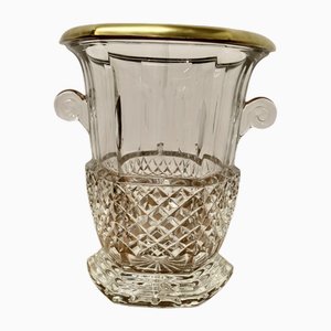 Art Deco French Hand Cut Crystal Wine Cooler with Gilded Top Rim, 1920s