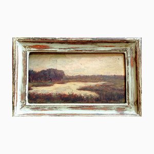 Léon Printemps, Landscape with River, 1900s-1920s, Oil Painting, Framed