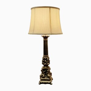 Tall Silver Gilt Metal Table Lamp with Putti, 1920s