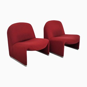 Red Alky Chairs attributed to Giancarlo Piretti a for Anonima Castelli  70s  , 1970s, Set of 2
