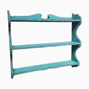 Vintage Spanish Wooden Wall Shelves Painted in Blue
